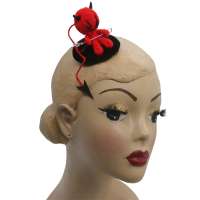 Mini Fascinator with devil in black & red