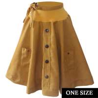 Mustard yellow circle skirt with coconut buttons - one size