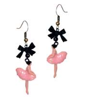 Earrings with pink ballerina