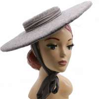 Grey Cartwheel Hat covered with wool fabric