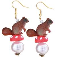 Squirrel on toadstool - earrings