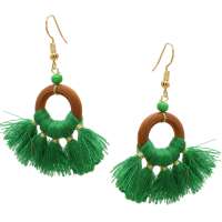 Earrings with tassels in green