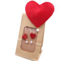 Set Heart beat: mini hat & stud earrings with hearts