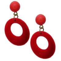 Earrings with red ring - velvet covered