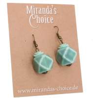 Earrings with cube in mint green - dodecahedron