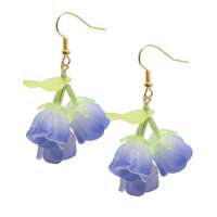 Earring with 3 blue bell flowers