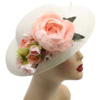 Light big hat with light pink magnolia flowers to change