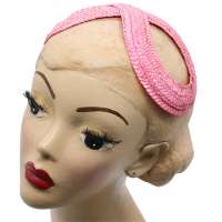 Pink Infinity Hat made of straw - vintage style Fascinator