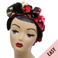 EASY Turban with roses - pre-tied, with velcro