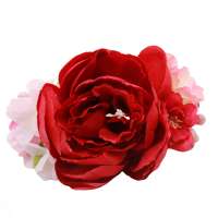 Blumenbrosche in Rot und Rosa