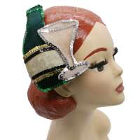 Samt Fascinator in Form von Flasche & Sektglas mit Pailletten