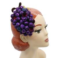 Half Hat / Fascinator with glitter grapes