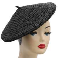 Cone hat in black made with raffia