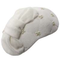 Weißer Samt Half Hat/ Fascinator mit Perlen bestickt & Schleife