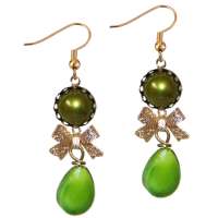 Gold green Drop - earrings 