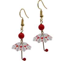 Earrings with small umbrellas with hearts