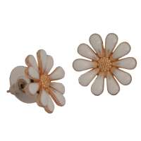 Vintage style ear studs with white enamel flower