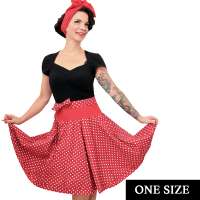 Circle skirt in red with white polka dots - one size