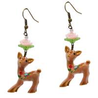 Earrings with fawn and small flower