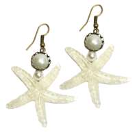 Earrings with white glitter starfish