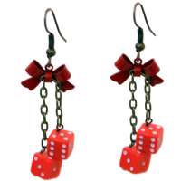 Earrings with small red dices