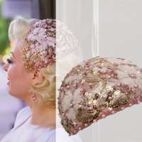Glamorous Half Hat with flowers, beads and lots of glitter - Miss Audrey Monroe