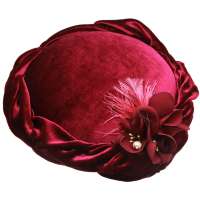 Roter Velveteen Circle Hat - runder Hut aus Samt