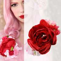 Blumen-Brosche "Dafna" in Rot & Pink