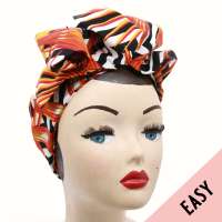 EASY Turban with retro pattern - pre-tied, with velcro