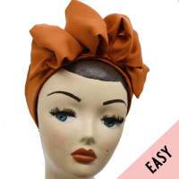 Rust red EASY Turban - pre-tied, with velcro