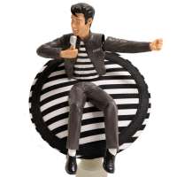 Jailhouse Rock - black white striped fascinator with figurine