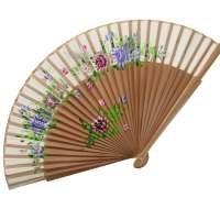 Spanish fan in light brown with hand painted flowers - Kopie