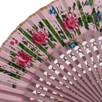 Spanish fan in pink with hand painted flowers