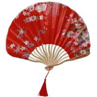 Fan with blossoms - red