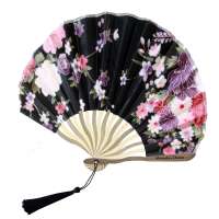Fan with blossoms - black