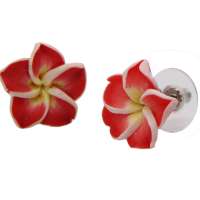 Red Frangipani - earstuds with hawaii flowers