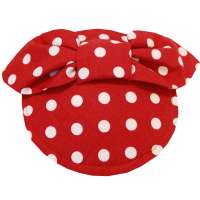Dots on red fascinator with bow