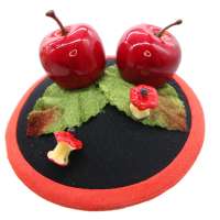 Black Fascinator with Red Apples