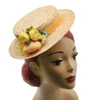 Small Straw Hat & yellow Flowers (Changeable Corsage Bouquet)
