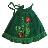 Green circle skirt with sequins, fringes, leaves & flowers - one size