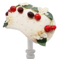 Ivory Half Hat/ Fascinator with Vintage Style Cherries