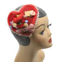 Fascinator heart with lace and flowers