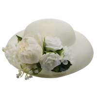 Heller Hut mit weißer Ansteckblume zum Wechseln