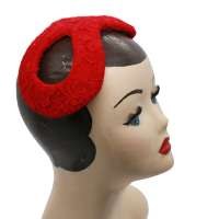 Infinity Half Hat with Red Lace - vintage style