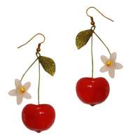 Cherry and Lucite blossom - earrings