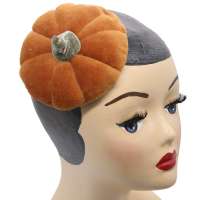 Fascinator with velvet pumpkin in gold-brown