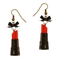 Earrings with lipstick in red and black