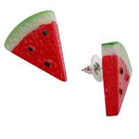 Red earstuds with watermelon