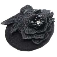 Black Mini Fascinator with lace flower