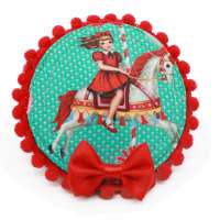 Mini Fascinator with Cute Carousel Horse in turquoise/ Red